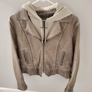 2-way Knit Hoodie Cropped Layered Jacket